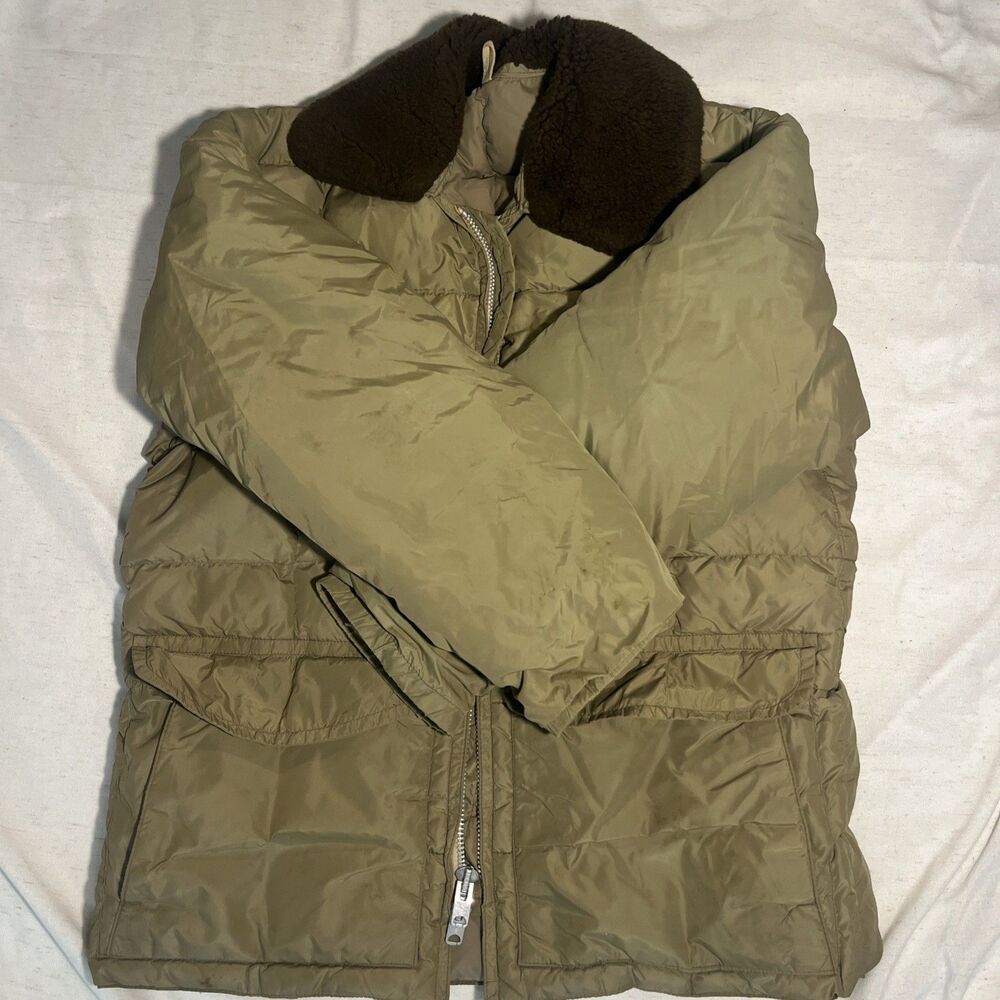 Vtg 70s SeattleComfy Chieftain Goose Down Jacket Mens ML Brown Faux Fur Coat